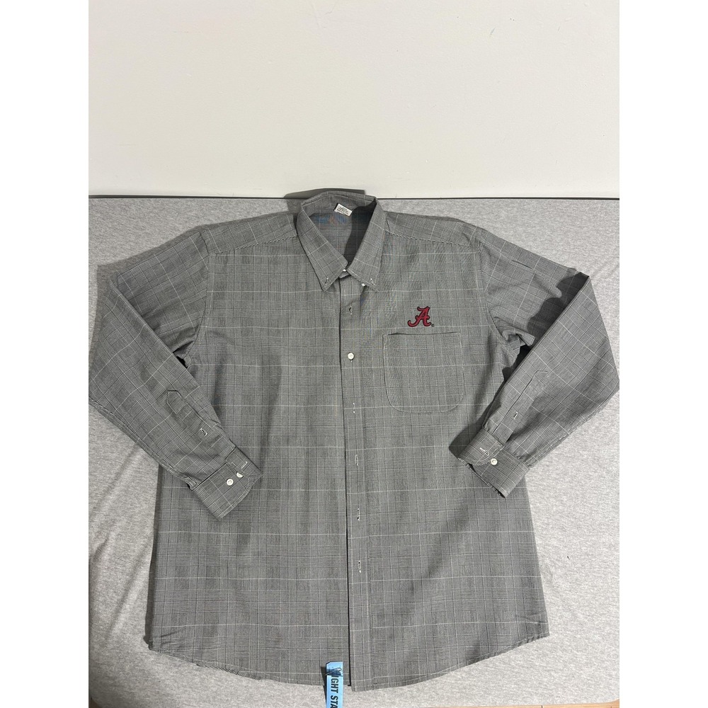 Alabama Crimson Tide Shirt Mens Large Gray Button Up NCAA College Football Plaid